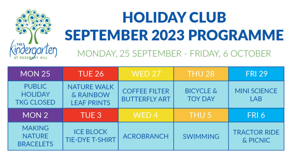 Holiday Club Programme - The Kindergarten at Rosemary Hill